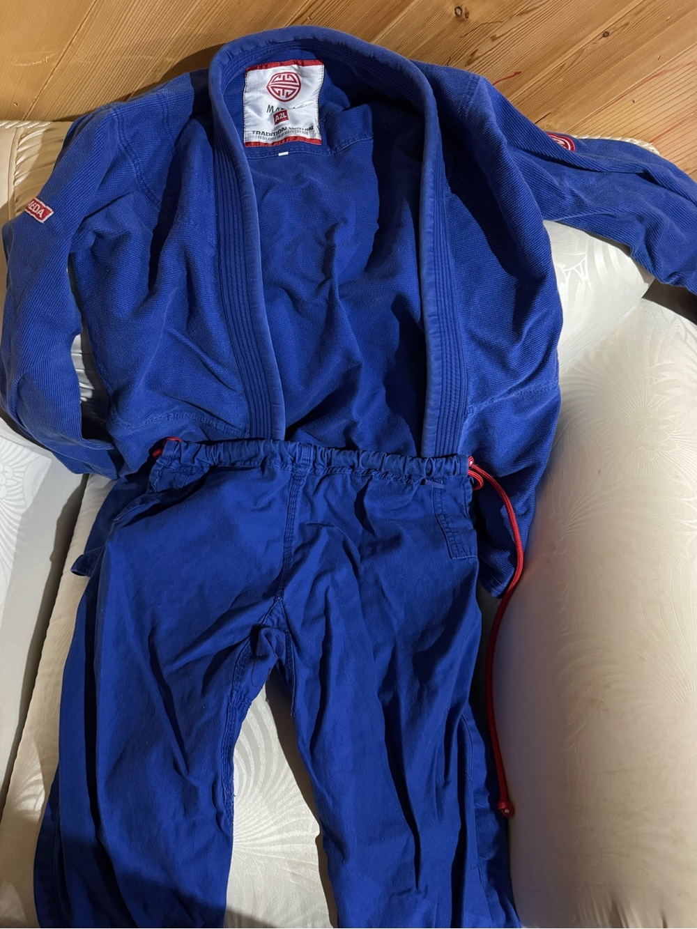 Blue Brazilian Jiu-Jitsu Gi with Red Accent